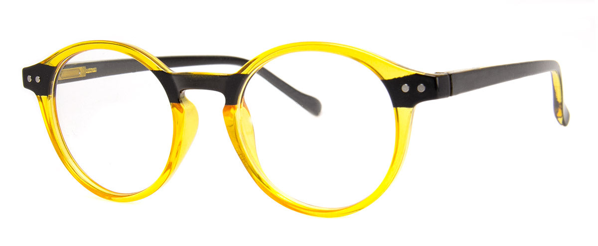 Yellow/Black - Stylish & Hip Round, Reading Glasses for Men & Women