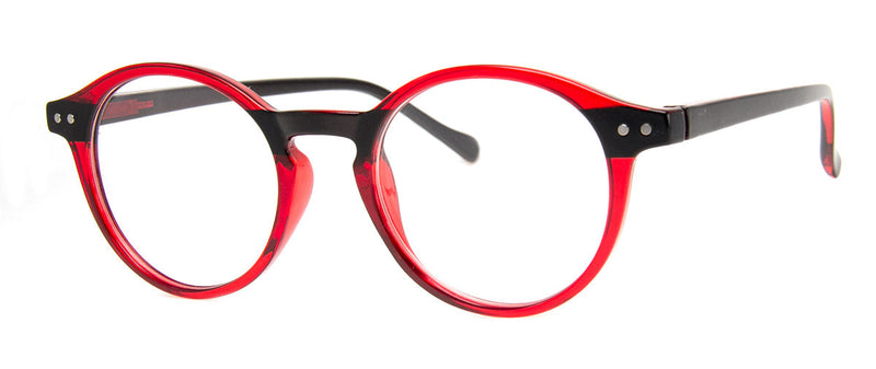 Red/Black - Stylish & Hip Round, Reading Glasses for Men & Women