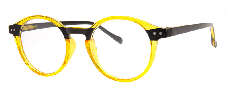 Yellow/Black - Stylish & Hip Round, Reading Glasses for Men & Women