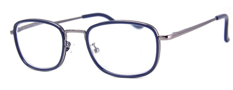 Blue Small Rectangular Metal Frame Reading Glasses
