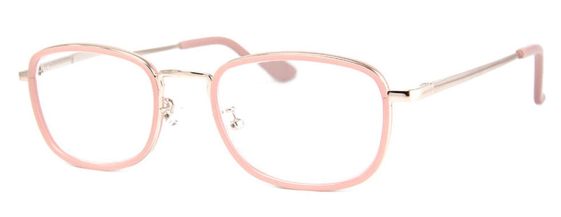 Pink Womens Small Rectangular Metal Frame Reading Glasses