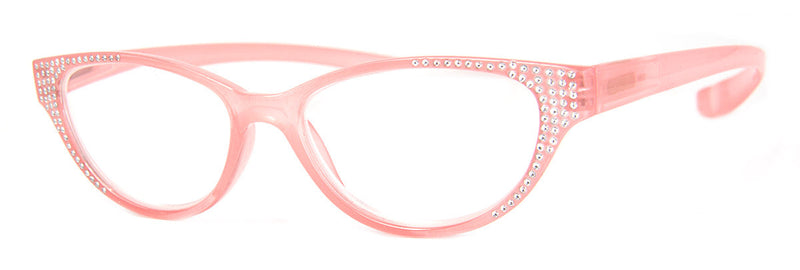 Pink - Hip, Designer, Cat Eye Reading Glasses with Rhinestones