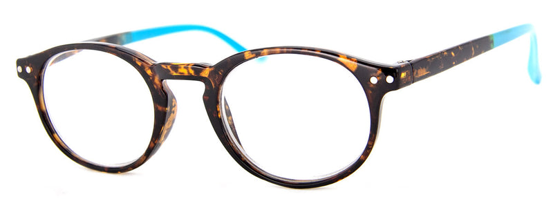 Tortoise/Blue - Round, Hip Reading Glasses for Women 