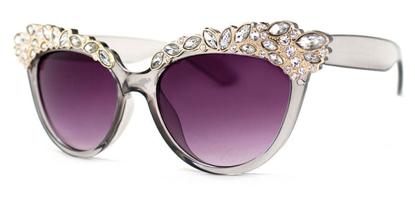 Red - Jeweled Cat Eye Sunglasses for Women