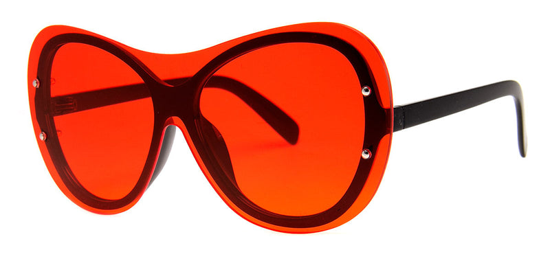 Red/Black - Funky, Oversized Bug-Eye Sunglasses