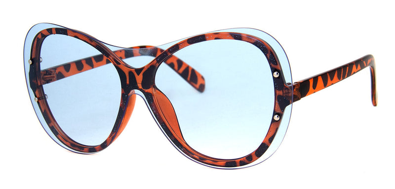 Blue/Tortoise - Funky, Oversized Bug-Eye Sunglasses